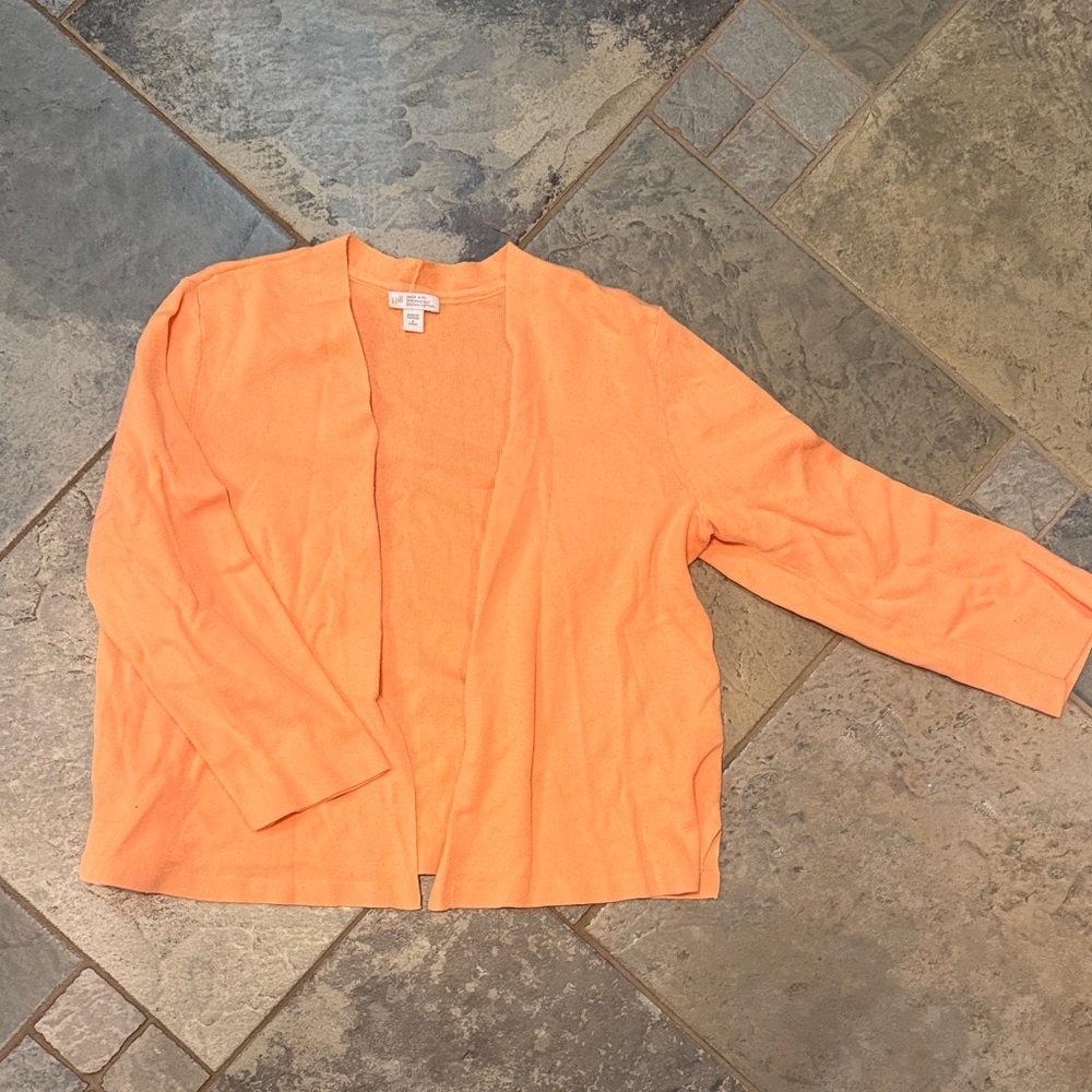 Women's Orange Open-Front Cardigan